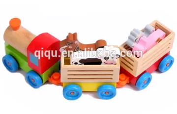 Wooden farm animal train