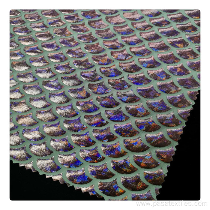 hot sale sample available holographic foil fabric stretch foil spandex fabric foil lycra fabric