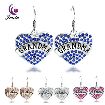 Jenia Grandma Heart Charm Custom 18K Gold Plated Korean Earrings