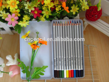 7\" triangle Water color pencil / senior grade water color pencil with end dip in metal box