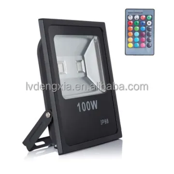 LED RGB Flood Light with Remote Control: 50W/100W Outdoor Color-Changing Lights, IP65 Waterproof & Dimmable Wall Washer Lamp