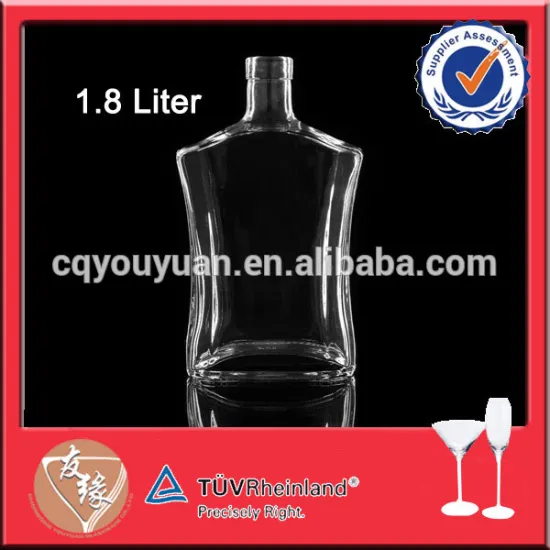 Big size custom shape flask 1.75l glass bottles for vodka