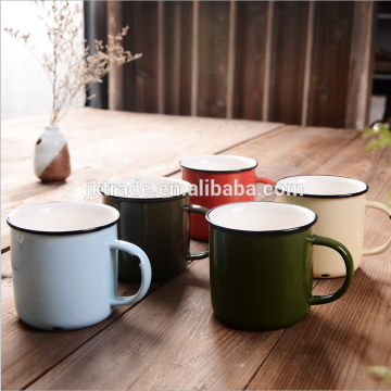China wholesale 8cm antique enamel camping mug custom coffee travel mug with logo printing