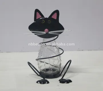 solar garden light animal metal led garden solar light iron cat solar garden light