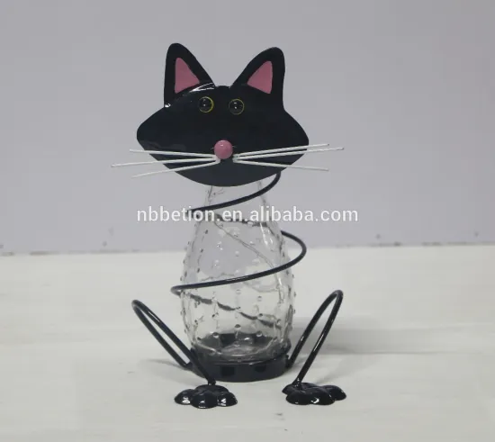 solar garden light animal metal led garden solar light iron cat solar garden light