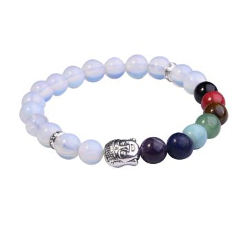 Opal Bracelet Buddha 7 Chakra Gemstone Alloy Beads Jewelry