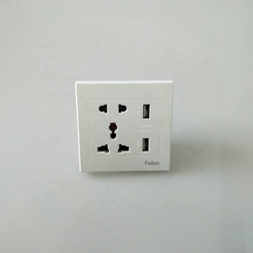 Universal Euro 5 Holes USB Power Wall Socket 110V-250V 10A Custom Logo