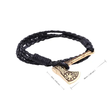 Skyrim Viking Axe Thor Hammer Charm Bracelet Slavic Wicca Sigil Talisman Pendant Symbol Jewelry Leather Bracelets Bangle Gift