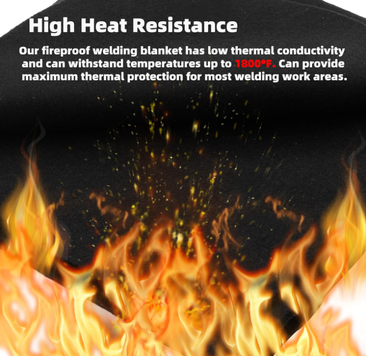 High Temp Welding Blanket Fireproof Blanket  1800F Heat Resistant Carbon Felt Insulated Blanket for Welding Brazing Plumbing3