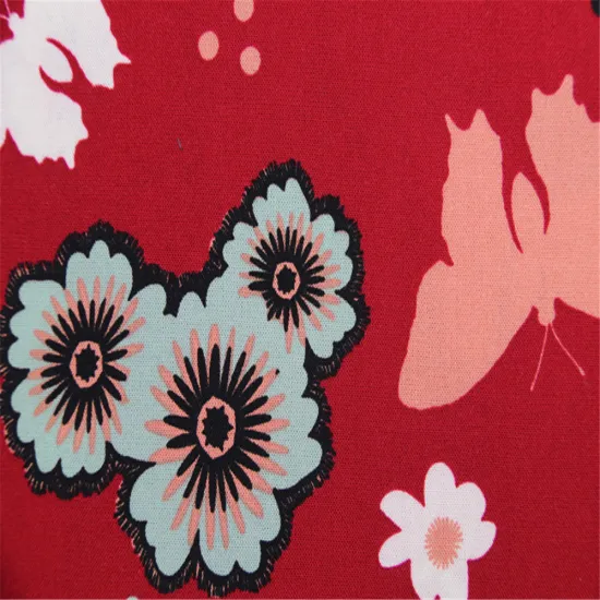 Butterfly Printed With Rayon Plain Fabric