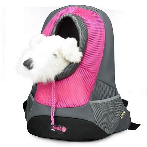 Lila pequeña mochila de PVC y malla para mascotas