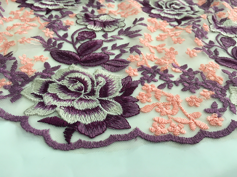 Rose Blossom Design Embroidery Fabric
