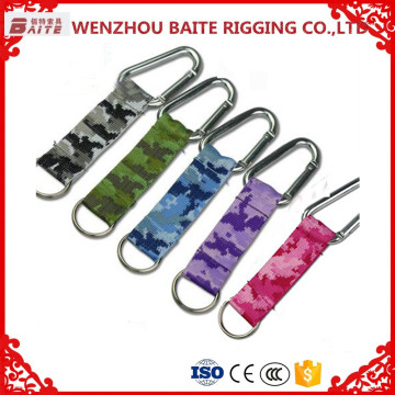 Hot sales OEM aluminum carabiner with keyring and silk ribbon