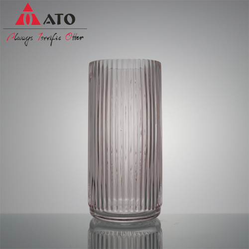 Jarrón de vidrio de la boca ancha Vaso de vidrio transparente de estilo simple
