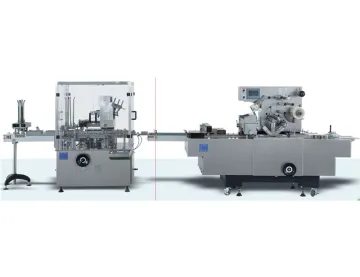 Automatic blister card cartoning overwraping machine production line