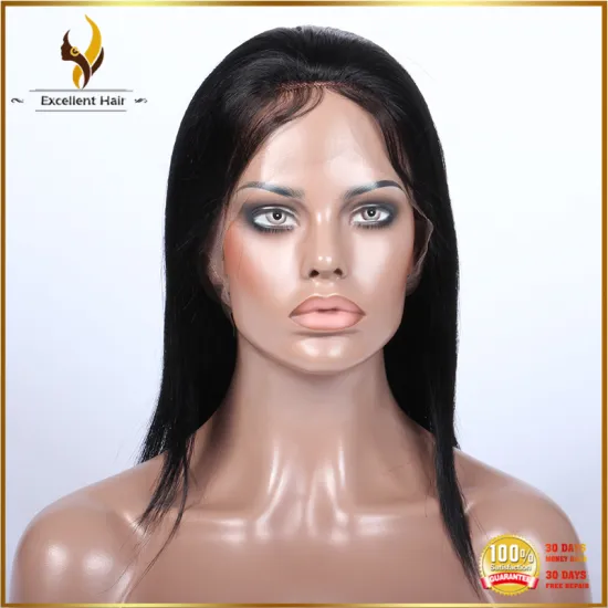 Chinese hair vendors jet black virgin chinese girl hair silk straight human hair full lace wig in dubai
