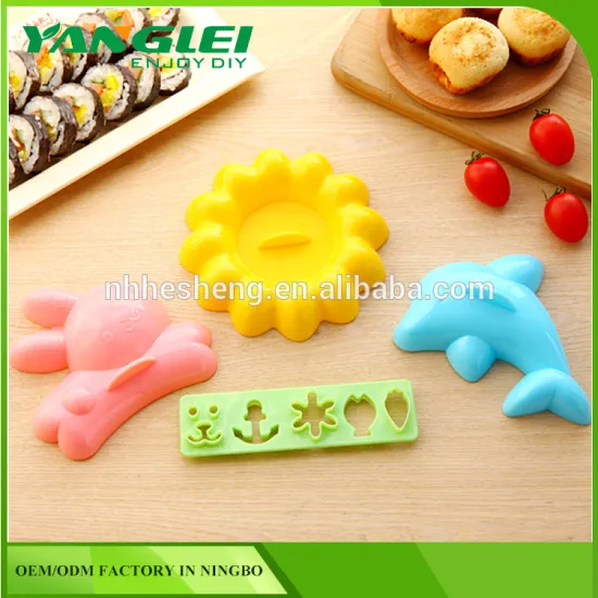 4 in 1 Bento Accessories Baby Rabbit Baby Dolphin Mold Rice Mold Onigiri Shaper and Dry Roasted Seaweed Cutter Set