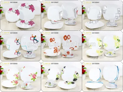 GUIXIN 24-piece Square Porcelain Tableware, Service for 6, Sun Red