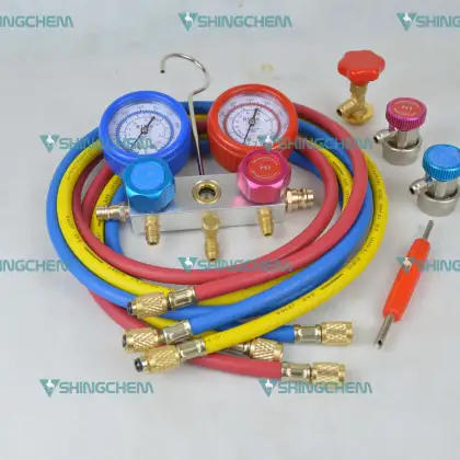 Charging Hose with Safety Valve for Freon Refrigerant (R12, R134a, R410a, R32) - Manifold Gauge Compatible