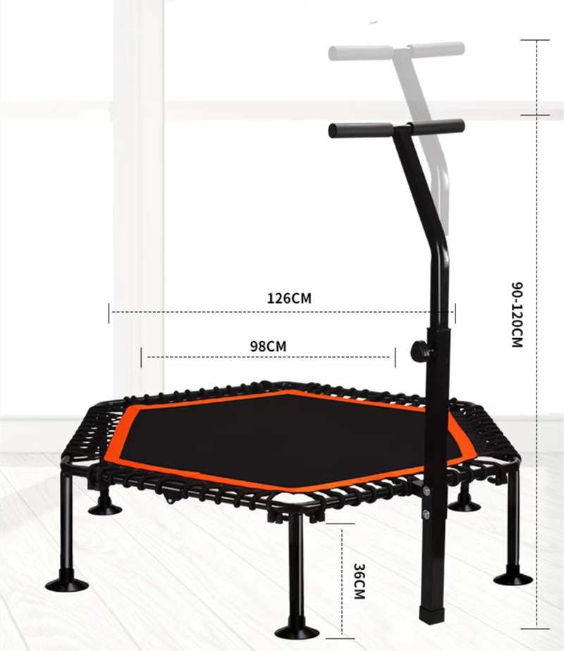 Silent Trampoline With Adjustable Handle Bar 1 Jpg