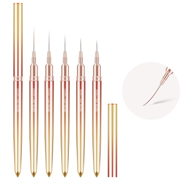 Red Gold Gradient Metal Nail Art Liner Brush - 5/8/12/20/25mm Nylon Brush