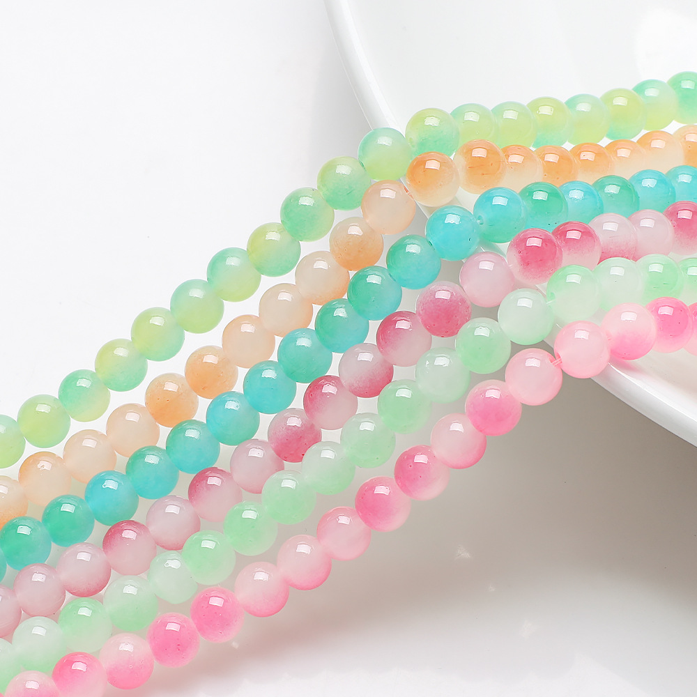 Perles suspendues Imitation des perles de verre de jade 8 mm 25pcs