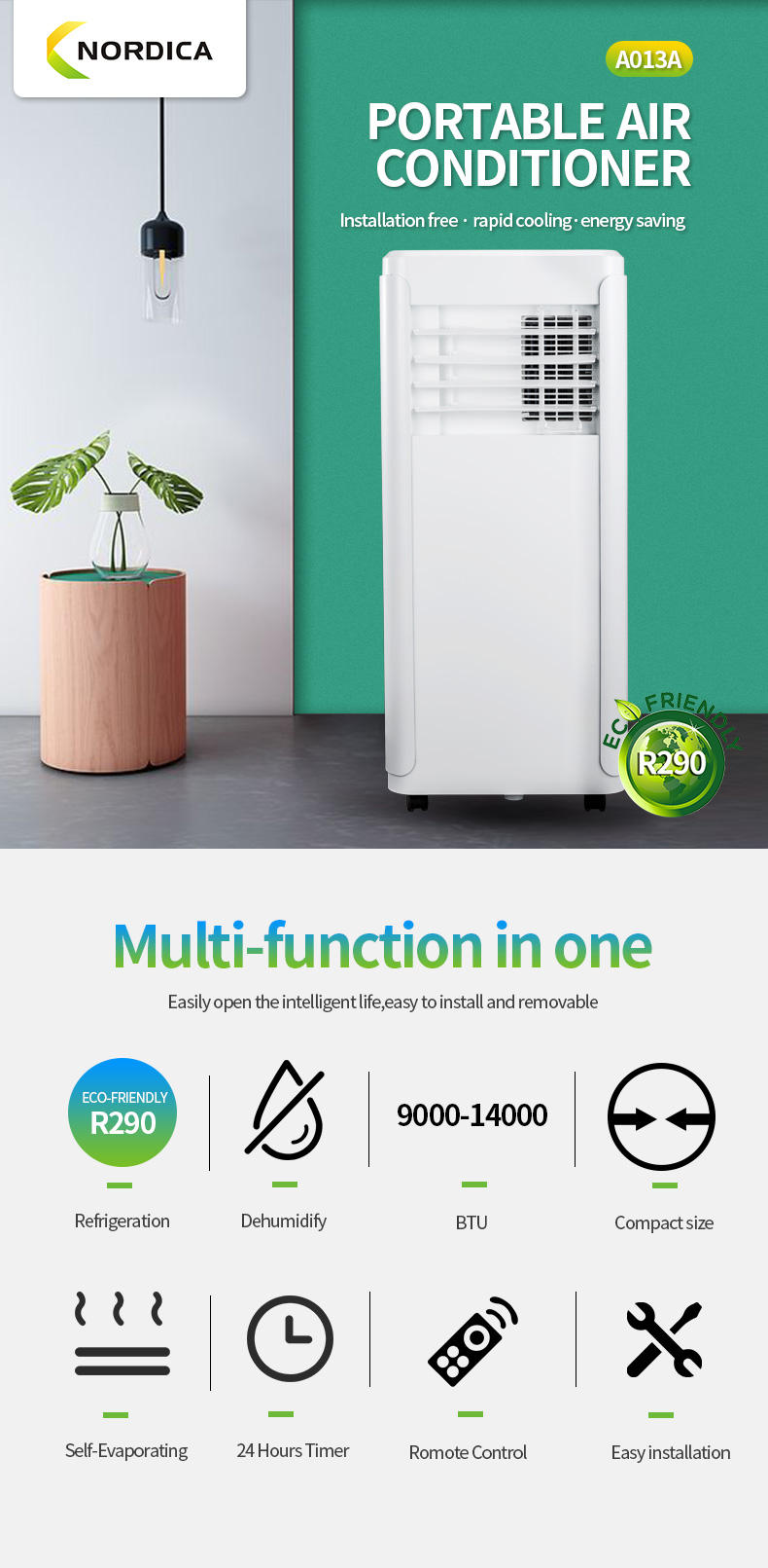 Portable Air Conditioner With Programmable 24-hour Timer And Automatic ...