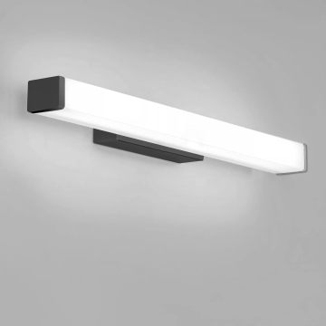 Worbest Matte Black LED Mirror with Night Wall Light for Bathroom Vanity