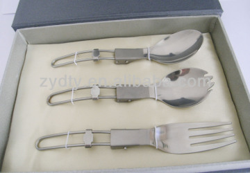 Three-piece folding Titanium tableware for camping