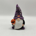 Chapéu roxo cerâmico Halloween Gnome LED Light