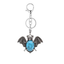 Turquoise 13X18mm Cabs Antique Silver Alloy Antique Silver Alloy Bat Pendant Keychain