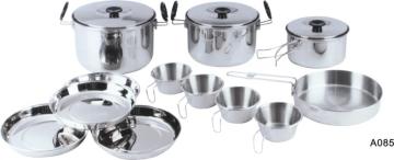 4 Person Stainless Steel Hiking Camp Pot Set