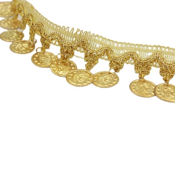 DIY Coin Design Braid Trim: 45mm Gold and Silver Braided Sequin Laser Bell Tassel Lace Trimming and Fabric
