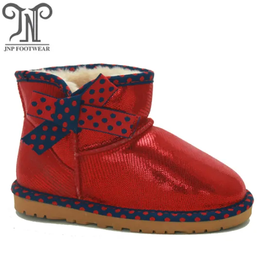 Girl Low Patent Boots with Bows