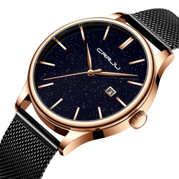 CRRJU 2267 New Arrival Men's Quartz Fashion Stainless Steel Waterproof Casual Dress Wristwatch