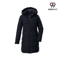Parka de mujer con aspecto de plumón y capucha.