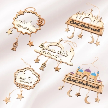 Eid Mubarak Ornament in legno per la decorazione e i regali della casa