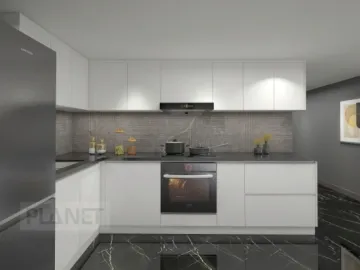 Handleless assemble flat pack kitchen cabinets 3d gloss