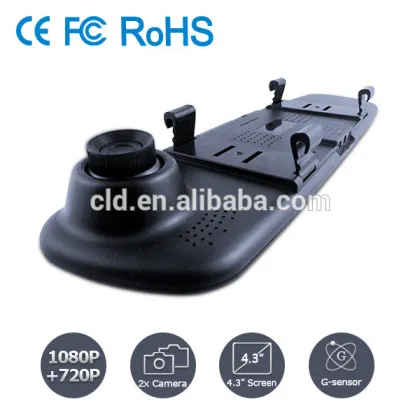 4.3" Screen Full HD Motion Detection 140 Degree Wide Angle rearview dash cam
