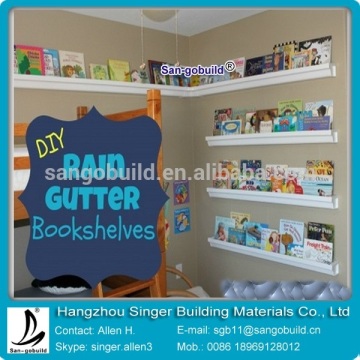 White pvc gutter as bookshelves