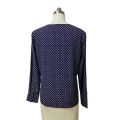 Navy Blue Print Front half-placket styling