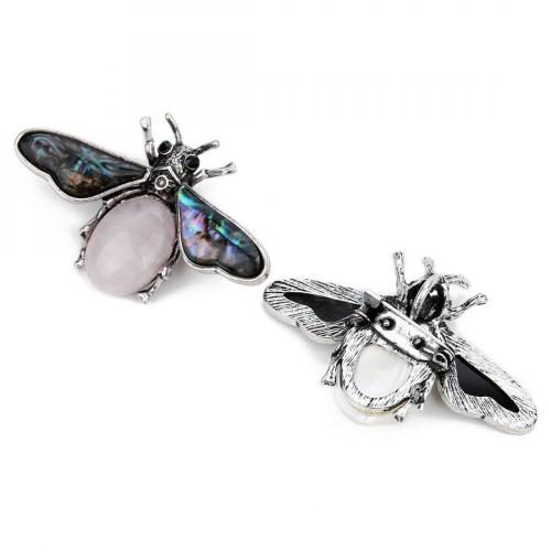 Natural Gemstone Abalone Wing Bee Pendant Brooch 55x34CM for women men