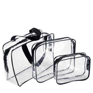Borsa da toeletta da viaggio: sacchetto cosmetico in PVC trasparente a 3 pezzi trasparente di grande capacità e separato