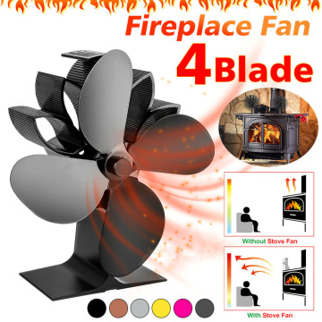 Heat Powered Stove Fan 4 Blades Fireplace Silent Portable for Wood Log Fire Burning J99Store