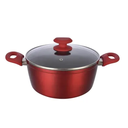 9Pcs Red Metallic Forged Non-Stick Le Creuset Prestige Aluminium Cookware Set