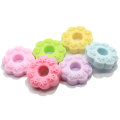 Resin Design Round Flower Biscuit With 6mm Holk for DIY Kids Bracelet Pendant Necklace Making