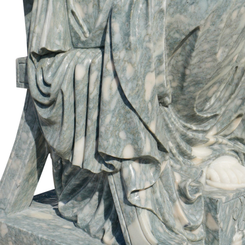 Marble Seated Goddess Statue with Floral Rose Decor