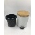 Bamboo Lid Powder Coating Wastebin