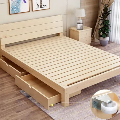 Reclaimed Wood Platform Pine Wood Bed