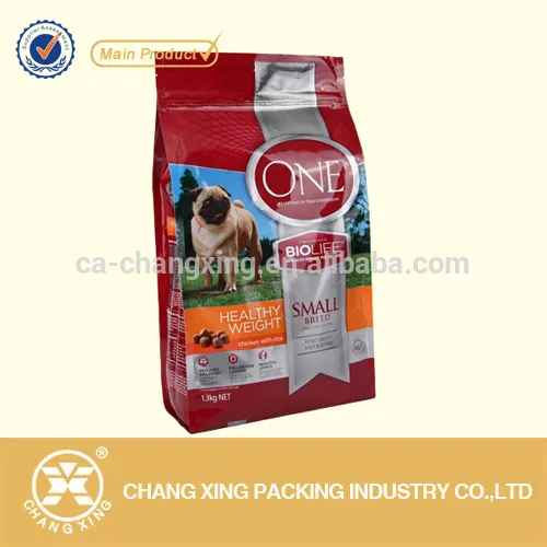 Zipper Plastic Pet Food Packaging Bags For Dog And Cat Food Flat Bottom Pet Food Packaging Plastic Bag